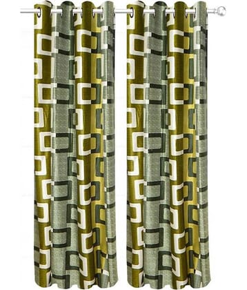 N2C Home Solid Semi-Transparent Eyelet Curtain 5 ft ( Pack of 2 ) - Green
