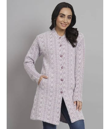 eWools.in Woollen Round Neck Women's Buttoned Cardigans - Purple ( )