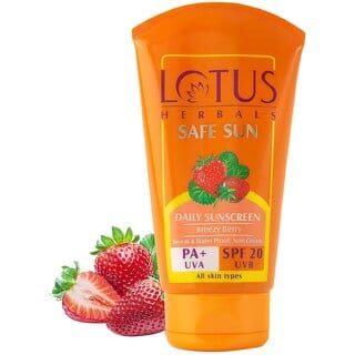 Lotus Herbals Safe Sun Sunscreen Cream - Breezy Berry SPF 20 PA+ Sweat  Waterproof, Berry extract 100gm