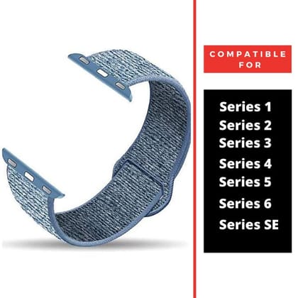 Blue Nylon Strap For Apple Watch Series 8 (38mm/40mm/41mm)