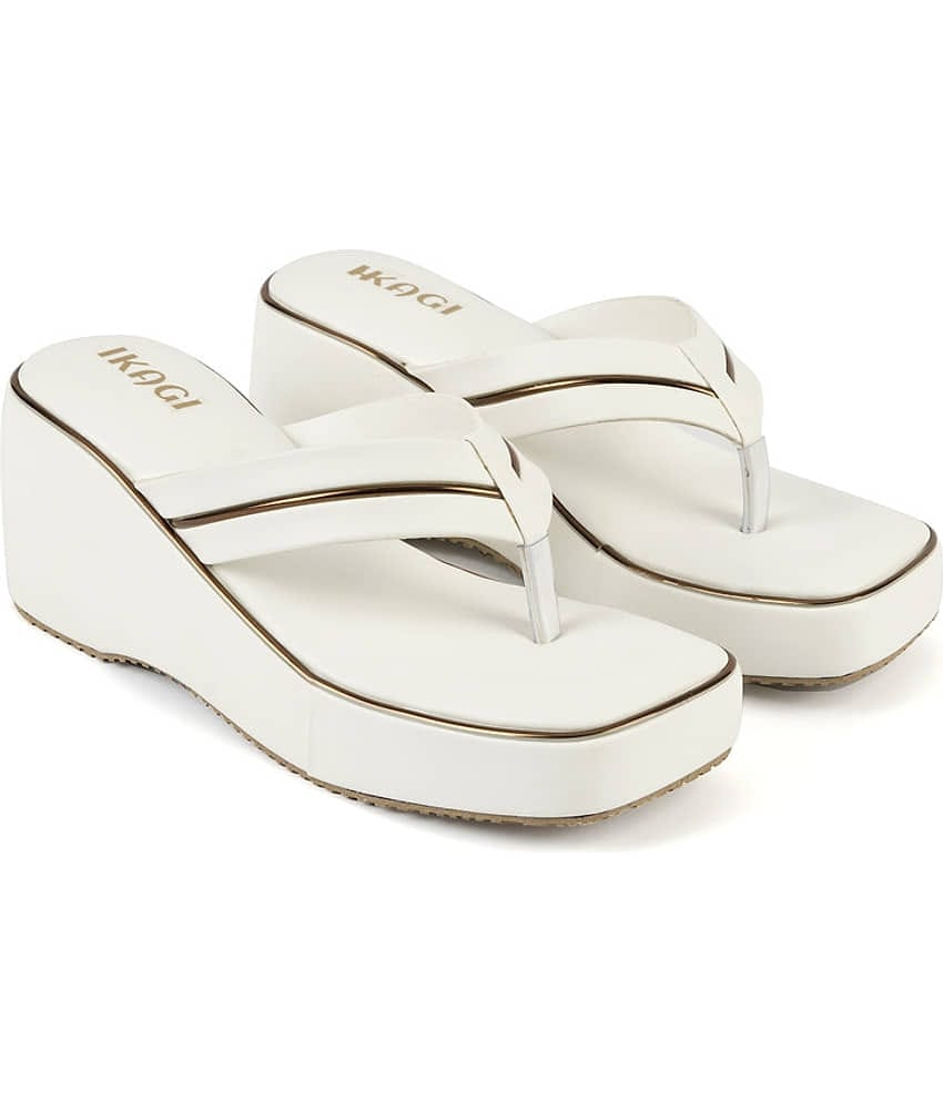 IKAGI White Women's Slip On Heels