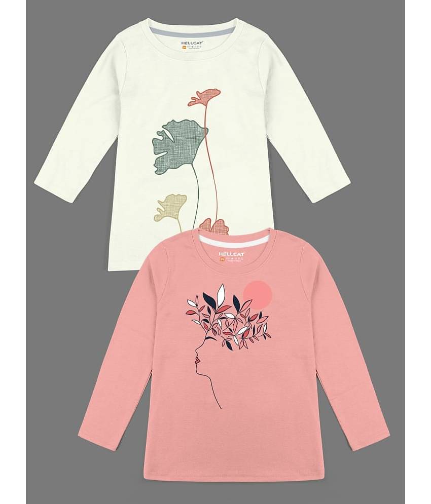 HELLCAT Pack of 2 Girls Cotton Blend T-Shirt ( Multicolor )