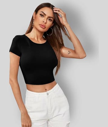 Dream Beauty Fashion Women's Polyester Crop Top ( Black )