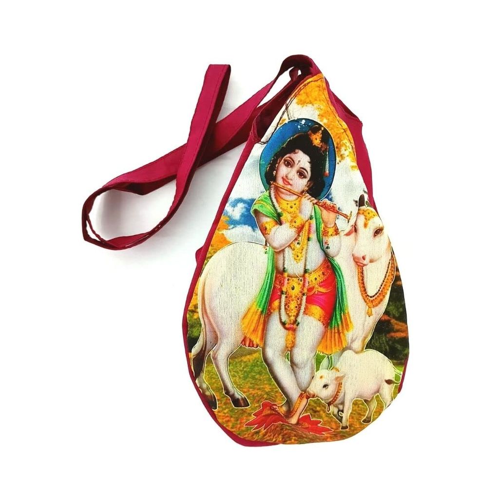 MAYAPURI Krishna Printed Chanting Bag/Japa Bag or Beads Bag with Zip Pocket - Pooja Needs | Buy online on ZillyBuy