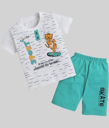 Fourfolds Pack of 1 Baby Boys Cotton Blend T-Shirt & Shorts ( Green )