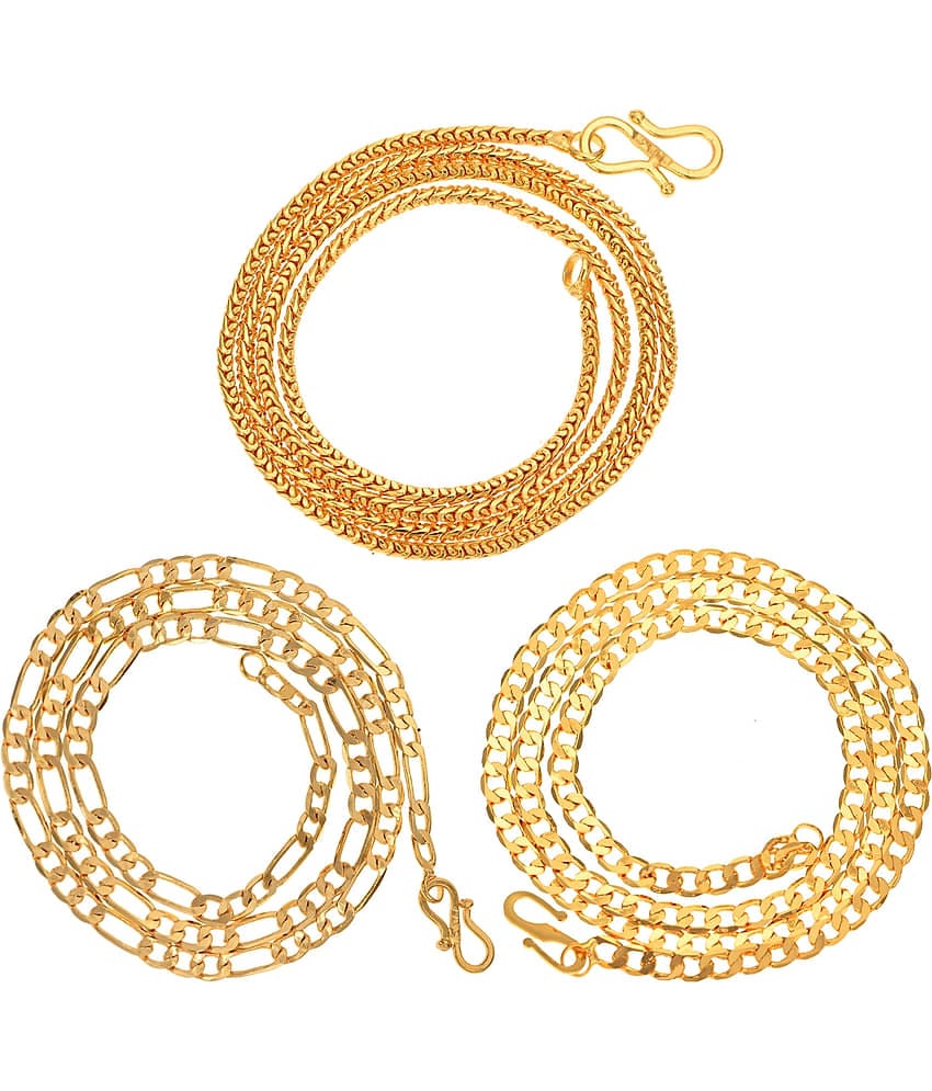 AanyaCentric Combo of 3 Gold Plated 28inches Long Fashion Chain