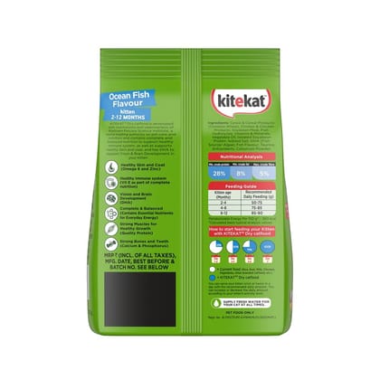 Kitekat Ocean Fish Flavour Kitten (2-12 Months) Dry Cat Food 370g