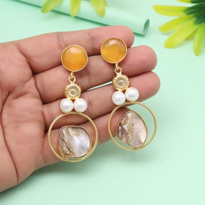 Soft Mustard Yellow Color Amrapali Earrings-Earring Length: 7.00 CM x Width: 3.00 CM / Yellow / Brass With Good Quality Gold Plated