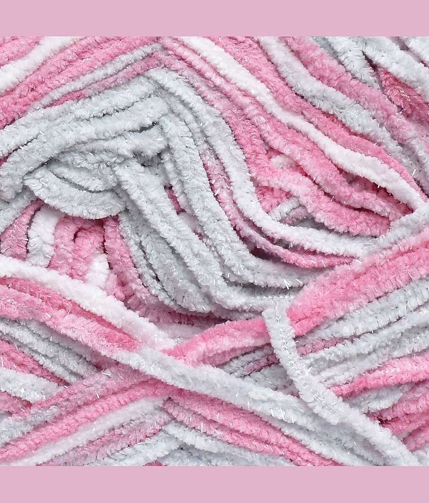 Knitting Yarn Thick Chunky Wool, Blanket Pink Grey  WL 400 gm