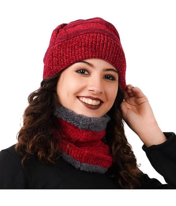 valdez Maroon Woollen Women's Headwrap ( Pack of 1 )