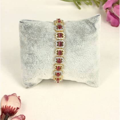 CZ Round Rani TWO TONE Plated Bracelet -SIA445240