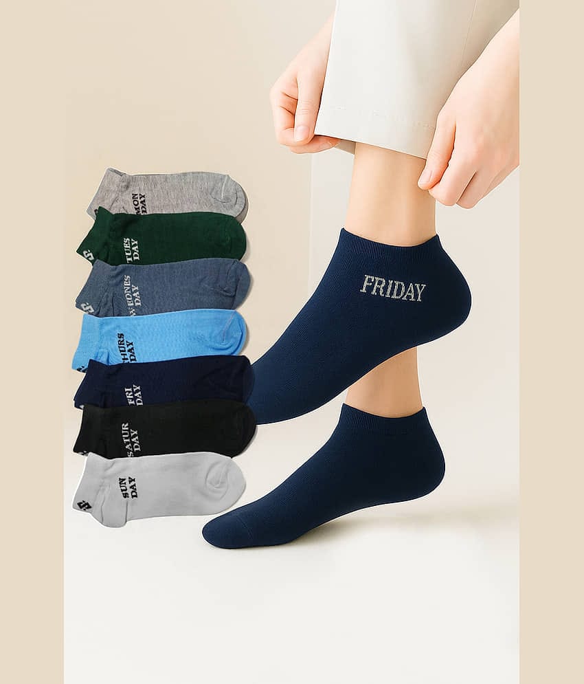Septem Pack of 7 Women's Cotton Ankle Length Socks ( Multicolor )