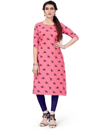 AK FASHION MALL Pack of 1 Crepe Printed Straight Women's Kurti - ( Multicolor )