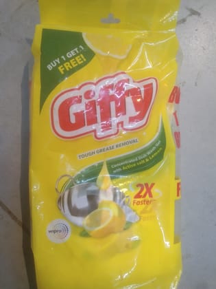 Buy 1 get Giffy Tough grease removal Concentrated dish wash gel With active salt & lemon 