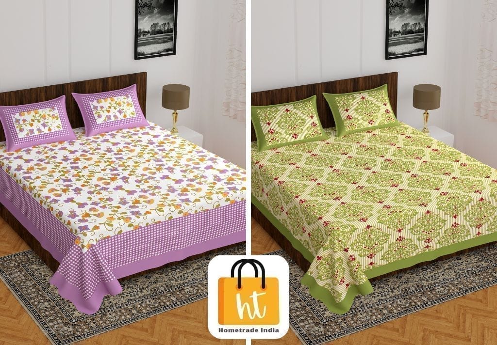 2201-Hometrade India- Standard Double Size (90*100 in )-Combo Double Bedsheet