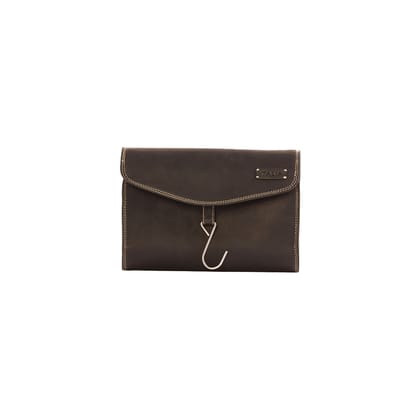 Talia  Genuine Leather Hanging Toiletry Bag / Dopp Kit / Shower Bag With Nylon Interior.