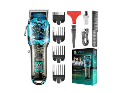 VGR V-685 Professional Hair Clipper with LED display Trimmer 300 min Runtime 8 Length Settings (Blue)