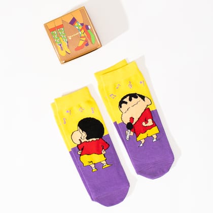 Thela Gaadi Shinchan : Music Ankle Socks (Pack of 2 Pairs)