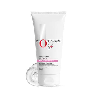 O3+ Brightening Face Wash for Glowing Skin | Removes Tan & Dullness | Niacinamide, Aloe & Cucumber | Soap-Free, Hydrating Cleanser for Men & Women, 50 ml O3+ Brightening Face Wash for Glowing Skin | Removes Tan & Dullness | Niacinamide, Aloe & Cucumber |