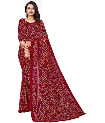 Kanooda Prints Georgette Printed Saree With Unstitched Blouse Piece ( Yellow )
