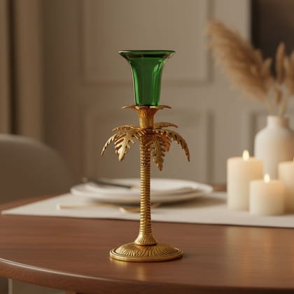 Aluminium Candle Holder Showpiece for Modern Home Decor, Height : 9 Inch (ASMAS347 G)