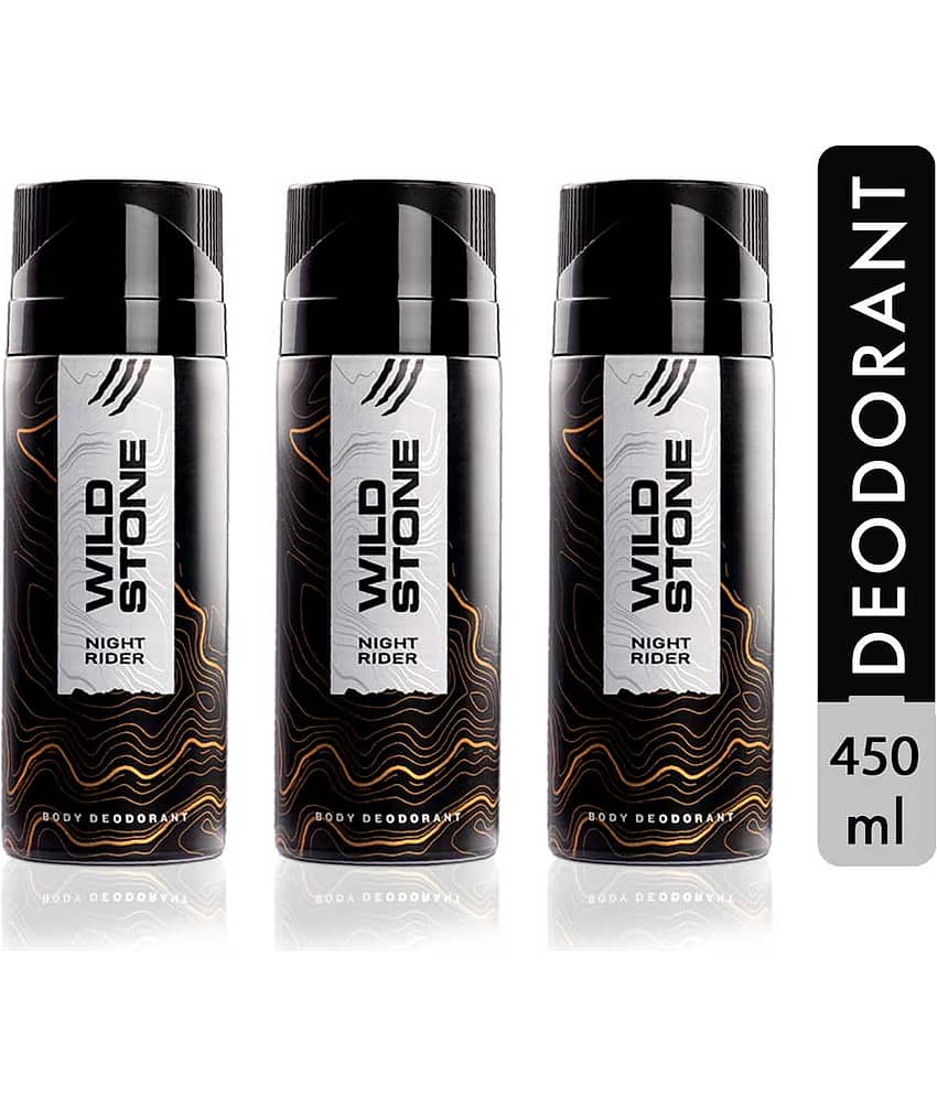 Wild Stone Night Rider Deodorant Spray - For Men (450 ml, Pack of 3)