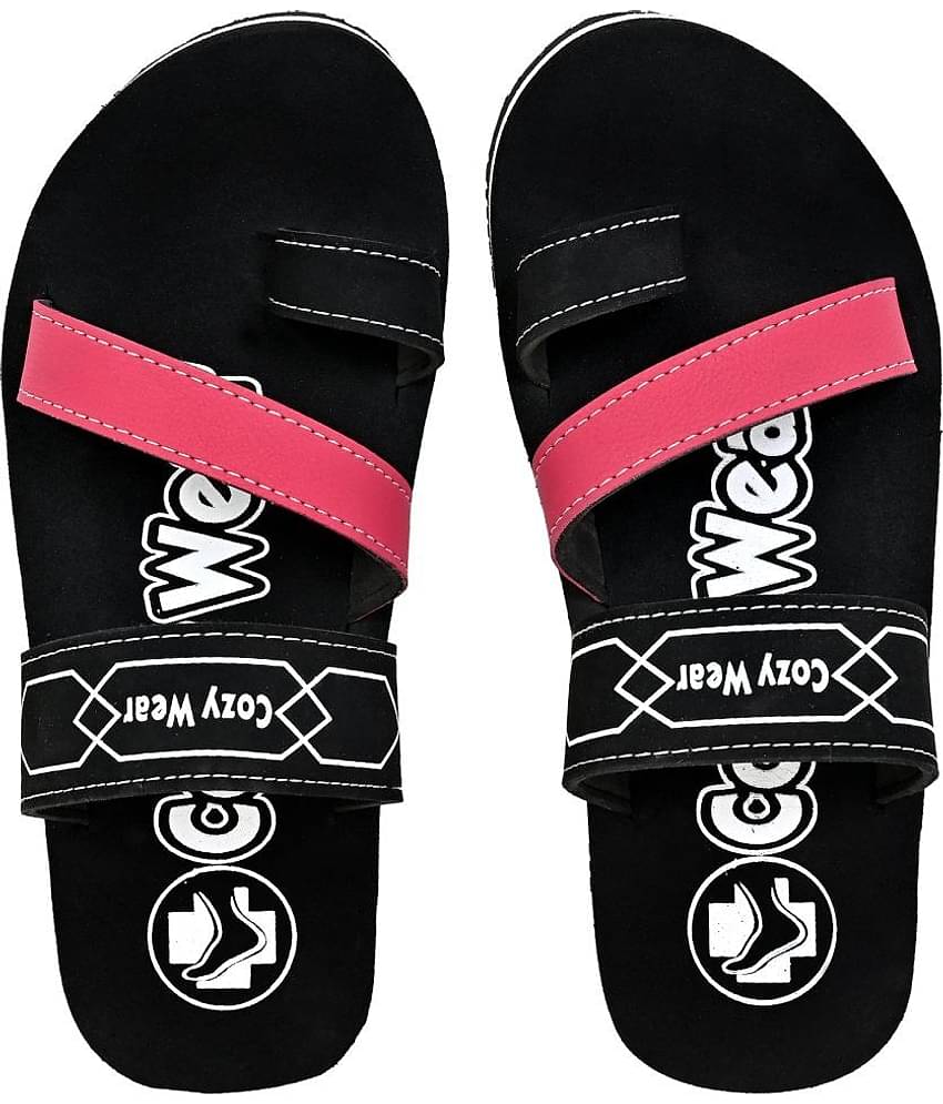 Cozy Wear - Black Men's Leather Slipper