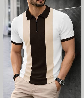 Eyebogler Men Polyester Regular Fit Solid T-Shirt ( Beige )