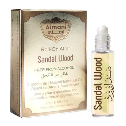Aimani Sandalwood | Chandan | Rollon Perfume | Attar for Men & Women Perfume/Ittar/itr/Pure & Natural Alcohol Free Long Lasting Fragrance 06ml Attar Aimani Sandalwood | Chandan | Rollon Perfume | Attar for Men & Women Perfume/Ittar/itr/Pure & Natural Alcohol Free Long Lasting Fragrance 06ml Attar