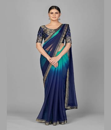 JULEE Georgette Printed Saree With Unstitched Blouse Piece ( Yellow )