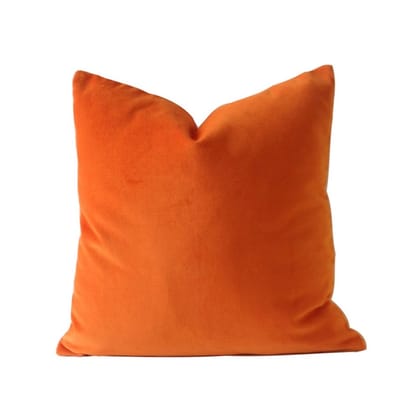 Solid Orange Velvet Cushion Cover-12 x 12 inches / Plain Cotton Backing