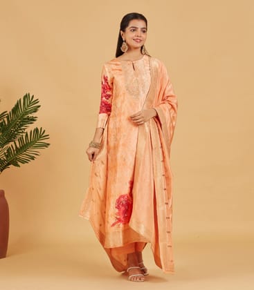 Peachy Pastel Festive Kurta Set-S / Peach