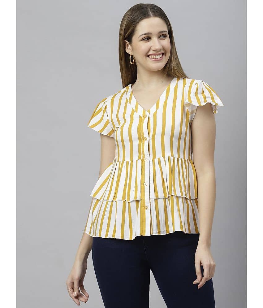 Flamboyant Yellow Rayon Women's Peplum Top ( Pack of 1 )