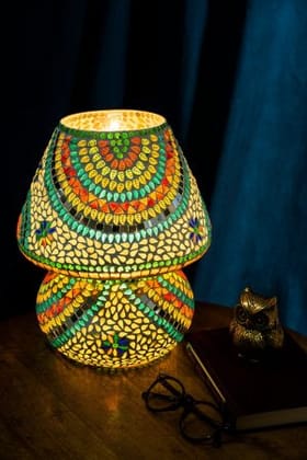 Mushroom-Shaped Glass Table Lamp