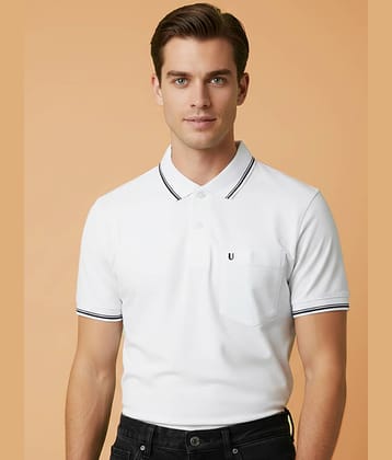 UNIBERRY Men Cotton Blend Regular Fit Solid Polo T Shirt ( White )