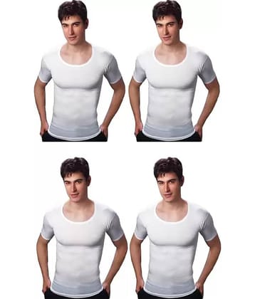 INNERO Pack of 4 Cotton Basic Vest For Men ( White )