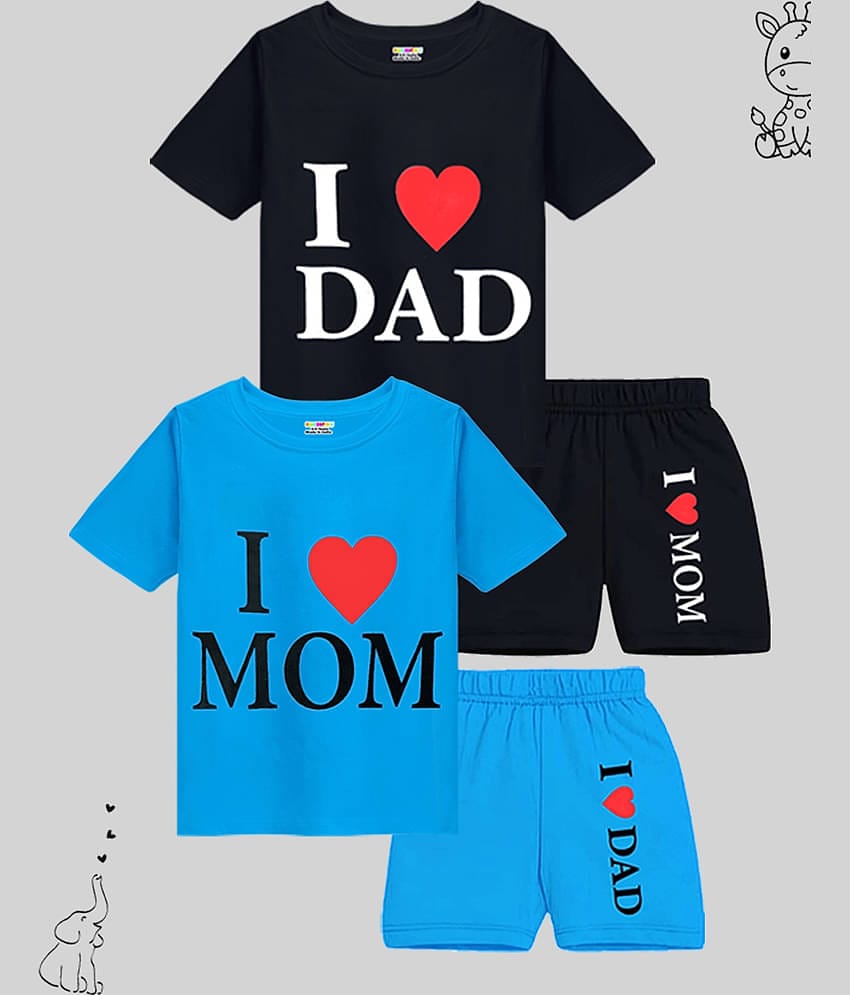 Kuchipoo Multicolor Cotton Blend Baby Boy T-Shirt & Shorts ( Pack of 2 )