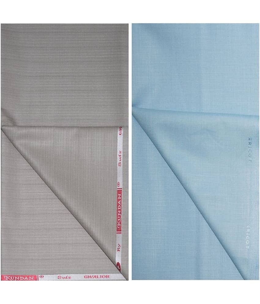KUNDAN SULZ GWALIOR Blue Cotton Blend Unstitched Shirts & Trousers ( 1 Pant & 1 Shirt Piece )