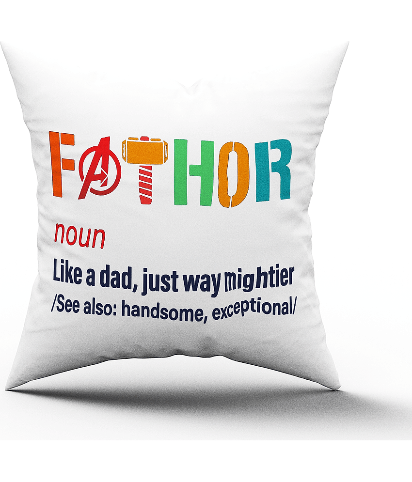 Royals of Sawaigarh - Multicolor Polyester Gifting Printed Filled Cushion For Fathers Day