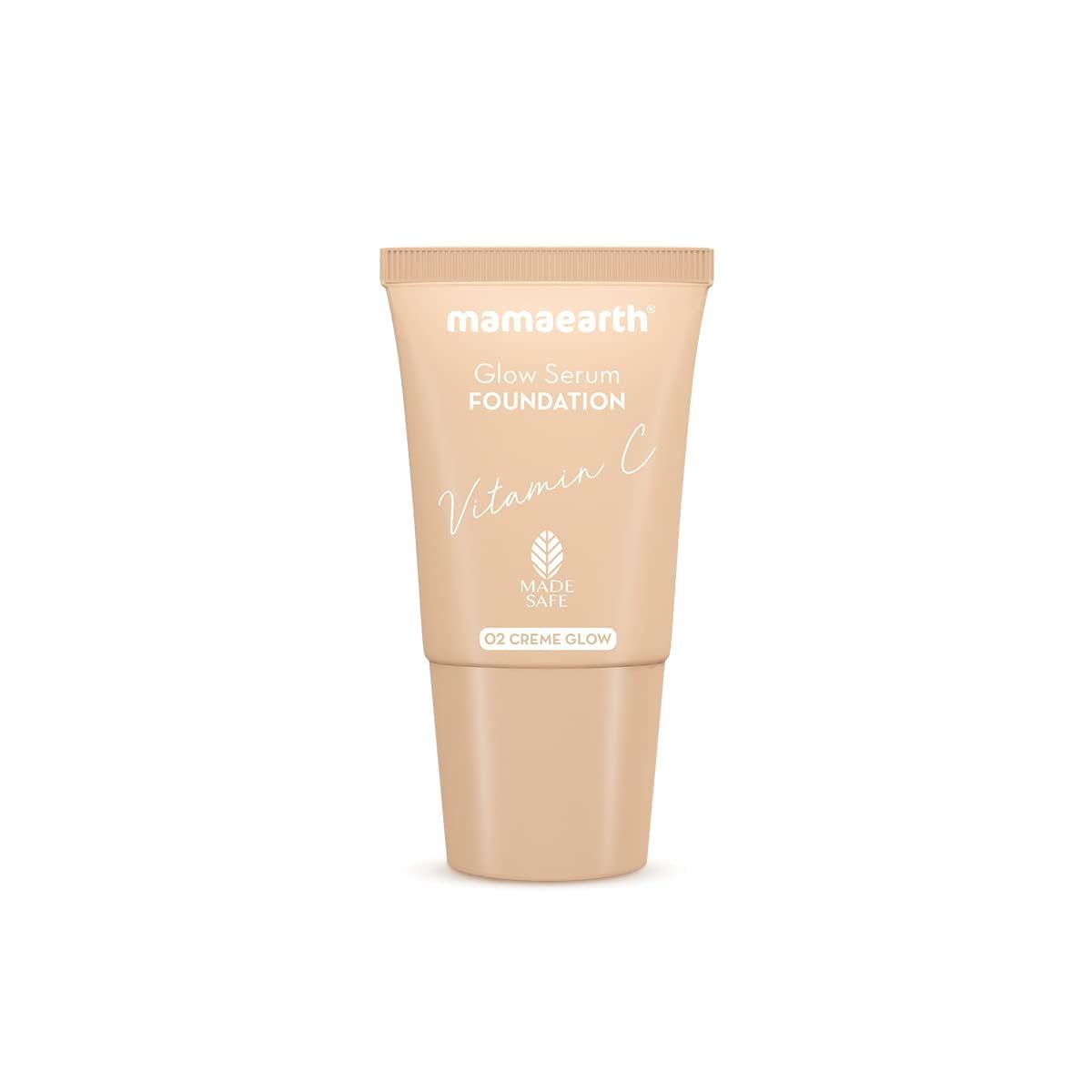 Mamaearth Glow Serum Medium Coverage Natural Foundation for All Skin Types - Mini Tube With Vitamin C & Turmeric for 12-Hour Long Stay - 18 Ml (Crme Glow) Mamaearth Glow Serum Medium Coverage Natural Foundation for All Skin Types - Mini Tube With Vitamin