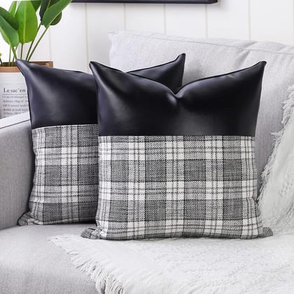 Pillow Covers Cushion Cases Soft Leather and Cotton (23 × 22 Inch / 1 Pair / 2 Pc)assorted colour