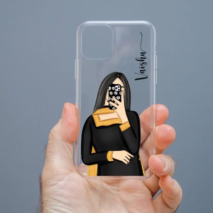 Personalized Cute Girl Transparent Silicon Case Customised with Name for Oppo, Vivo, Redmi, Realme, Poco, Mi, OnePlus, Samsung, iPhone, and More - design 4