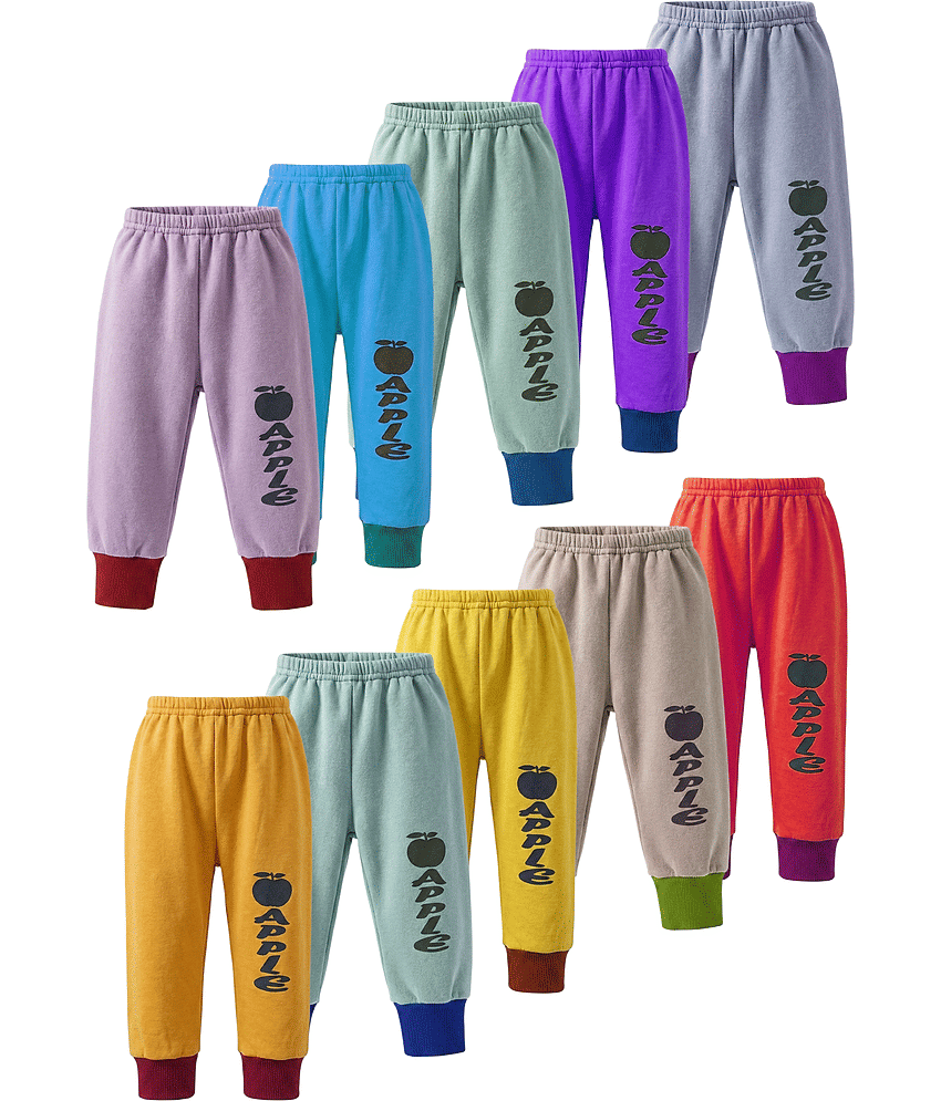 LEMONYFABRICS Pack of 10 Boys Cotton Blend Trackpant ( Multicolor )