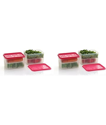 Analog kitchenware - Fruit/Vegetable/Food Plastic Pink Food Container ( Set of 4 )
