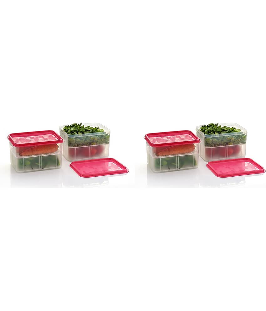 Analog kitchenware - Fruit/Vegetable/Food Plastic Pink Food Container ( Set of 4 )