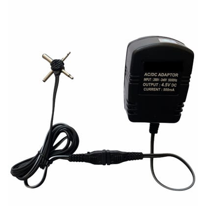 4.5V 500mA Power Adapter, Power Supply AC Input 200 240 V and Output 4.5V 500mA for Set Top Box-DTH Box, CCTV System, Router, Other Electronics and IT Gadgets with 4 Pin (Black)