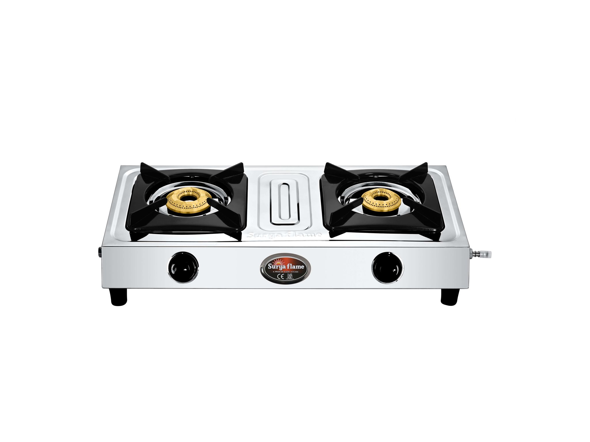 Surya Flame Amaze Gas Stove 2 Burners Steel, Brass Burner, 2 Burner Gas Stove, Stove 2 Burner with Stainless Steel Body with BIS Certified & Doorstep 2 Years Warranty