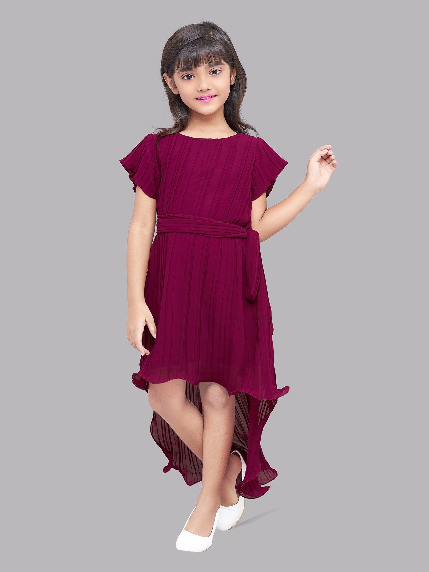 Burgundy  Pink Chick High Low Dress-12-13y / Burgundy