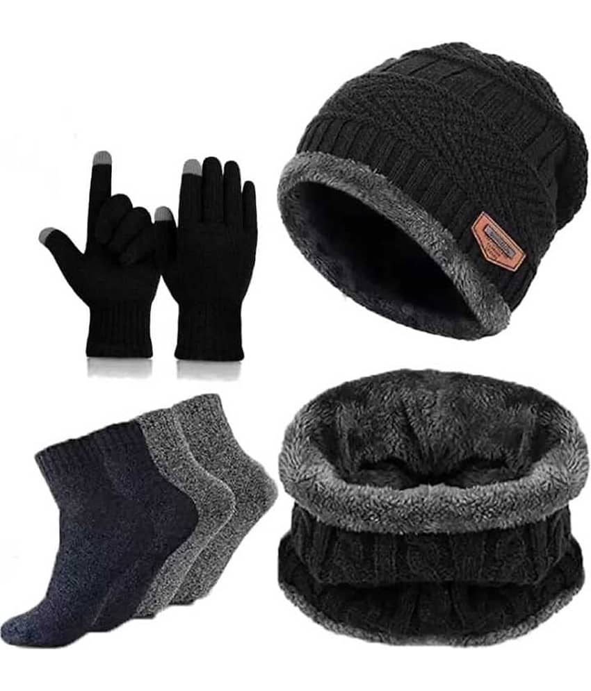BAYEMA Pack of 5 Cotton Blend Men's Cap ( Black )