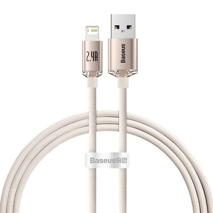 Baseus Crystal Shine Series 2.4A Fast Charging USB to Lightning For Iphone Data Cable--1.2m / Pink